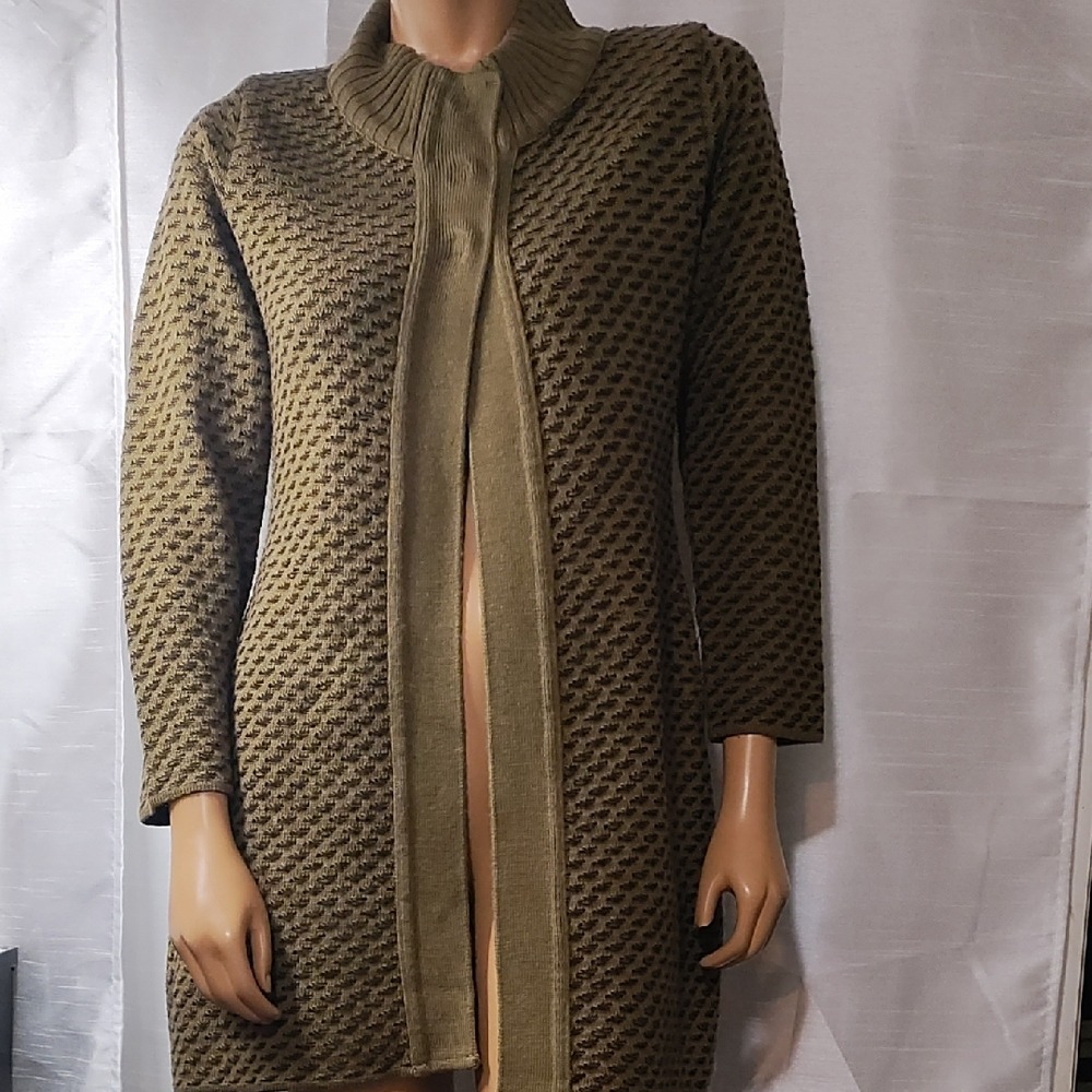 Olive Green Women's Cardigan Sweater Size L